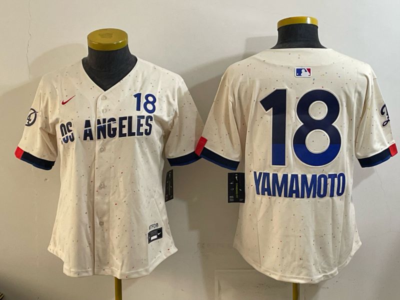 Youth Los Angeles Dodgers #18 Yamamoto Cream 2026 Nike Game MLB Jersey 003